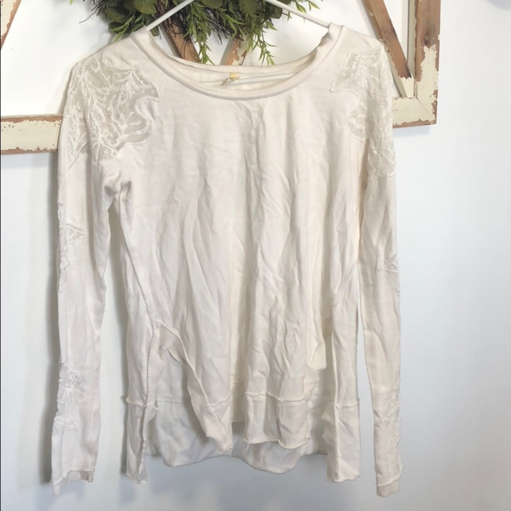 Free People Long Sleeve Lace Shirt